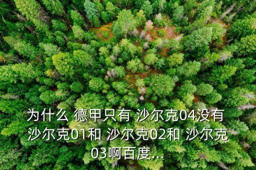 為什么 德甲只有 沙爾克04沒有 沙爾克01和 沙爾克02和 沙爾克03啊百度...