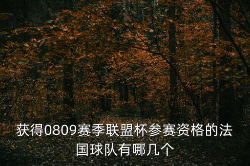 獲得0809賽季聯(lián)盟杯參賽資格的法國球隊(duì)有哪幾個(gè)