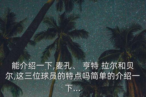 能介紹一下,麥孔、 亨特 拉爾和貝爾,這三位球員的特點嗎簡單的介紹一下...