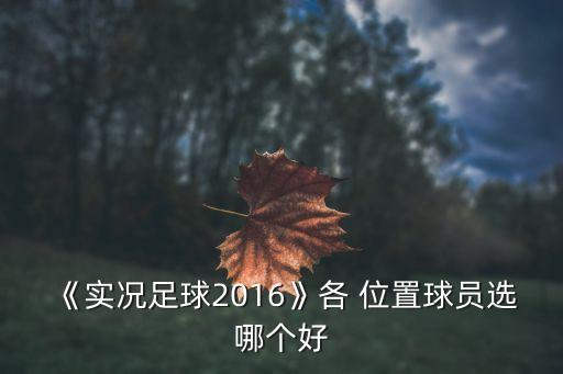 《實況足球2016》各 位置球員選哪個好