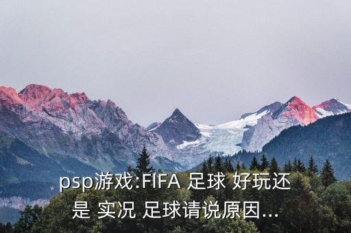 實況足球和fifa哪個好玩,玩過實況，就對國際足聯(lián)沒興趣了