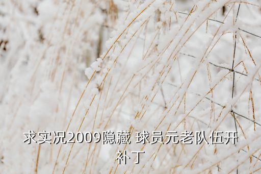 求實況2009隱藏 球員元老隊伍開補丁