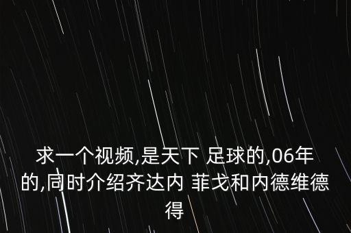 求一個視頻,是天下 足球的,06年的,同時介紹齊達內(nèi) 菲戈和內(nèi)德維德得