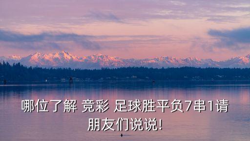 哪位了解 競彩 足球勝平負(fù)7串1請(qǐng)朋友們說說!