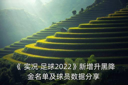 《 實況 足球2022》新增升黑降金名單及球員數(shù)據(jù)分享