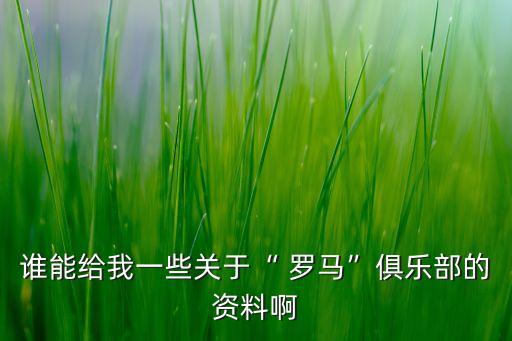 誰(shuí)能給我一些關(guān)于“ 羅馬”俱樂(lè)部的資料啊