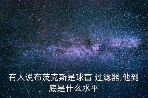 有人說布茨克斯是球盲 過濾器,他到底是什么水平