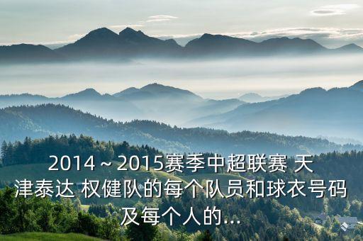 2014～2015賽季中超聯(lián)賽 天津泰達(dá) 權(quán)健隊(duì)的每個(gè)隊(duì)員和球衣號(hào)碼及每個(gè)人的...