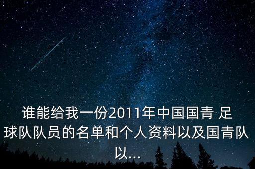 誰能給我一份2011年中國(guó)國(guó)青 足球隊(duì)隊(duì)員的名單和個(gè)人資料以及國(guó)青隊(duì)以...