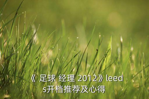 《 足球 經(jīng)理 2012》leeds開檔推薦及心得