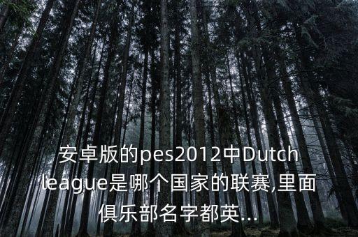 安卓版的pes2012中Dutchleague是哪個(gè)國(guó)家的聯(lián)賽,里面俱樂(lè)部名字都英...