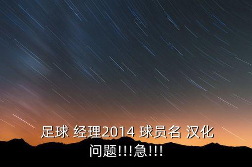  足球 經(jīng)理2014 球員名 漢化問題!!!急!!!