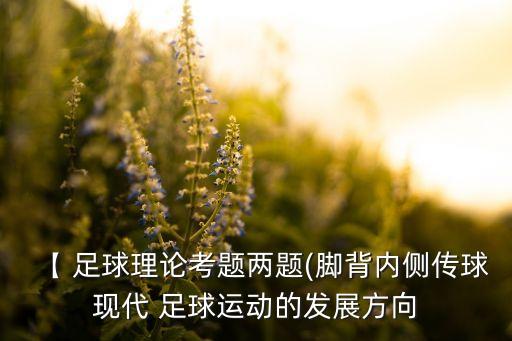 【 足球理論考題兩題(腳背內(nèi)側(cè)傳球現(xiàn)代 足球運動的發(fā)展方向