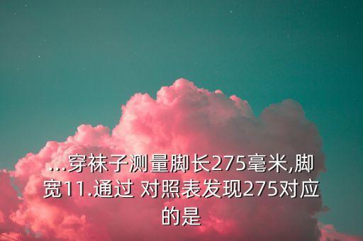 ...穿襪子測(cè)量腳長(zhǎng)275毫米,腳寬11.通過(guò) 對(duì)照表發(fā)現(xiàn)275對(duì)應(yīng)的是